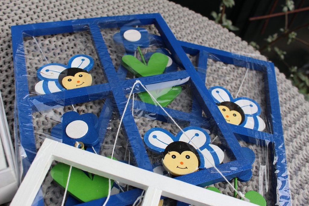 16 Houten Raamhangers / Wandhangers met Bijen en Bloemen, Ophalen, Nieuw, Wanddecoratie, Ophangbaar