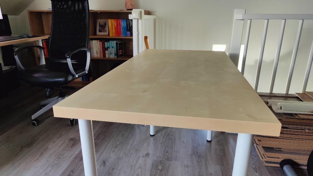 2 identieke Ikea bureau's in licht eiken, Ophalen, 120 cm, Zo goed als nieuw, IKEA