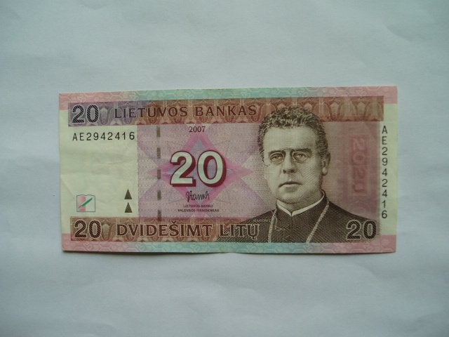 1690. Lithuania, 20 litu 2007 Jonas Maciulis-Maironis., Postzegels en Munten, Verzenden, Overige landen, Los biljet