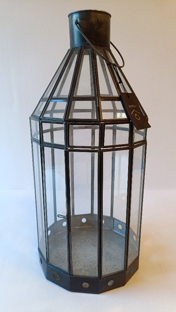 Rasteli windlicht koepel glas in zink, Windlicht, Nieuw, Ophalen of Verzenden, Glas