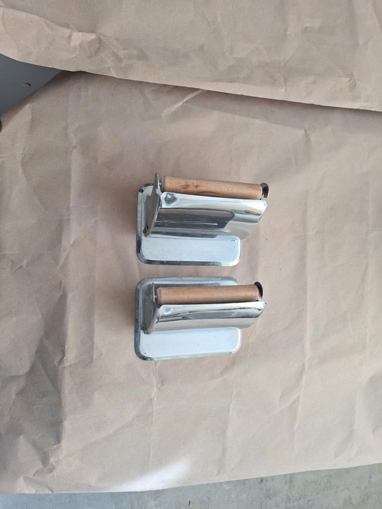 2 Toiletrolhouders - Chroom met houten rol, Huis en Inrichting, Ophalen of Verzenden