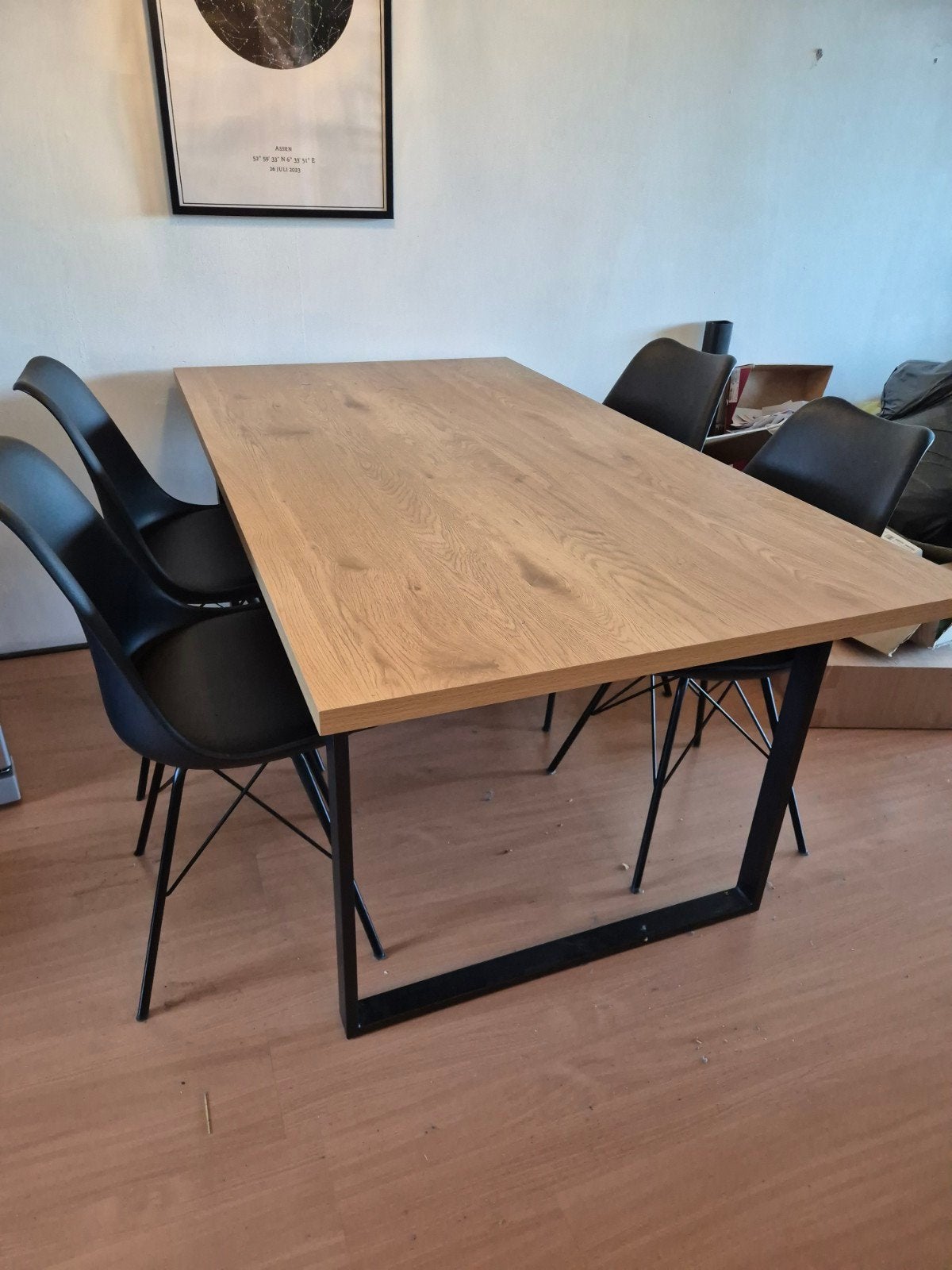 eettafel met 4 stoelen 160x90x75H, Ophalen, Rechthoekig, 50 tot 100 cm