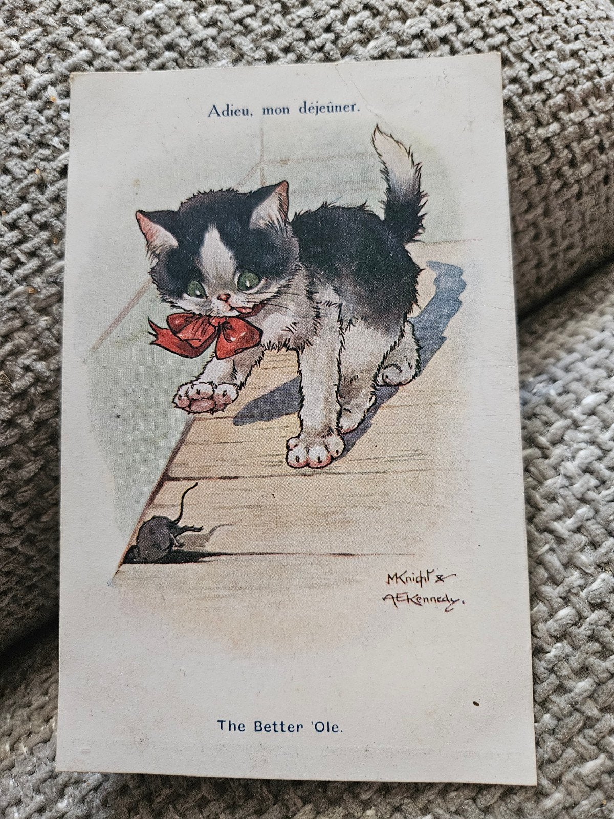 Katje met Muis - 'Adieu, mon déjeuner', Verzamelen, Ophalen of Verzenden, Voor 1920, Gelopen