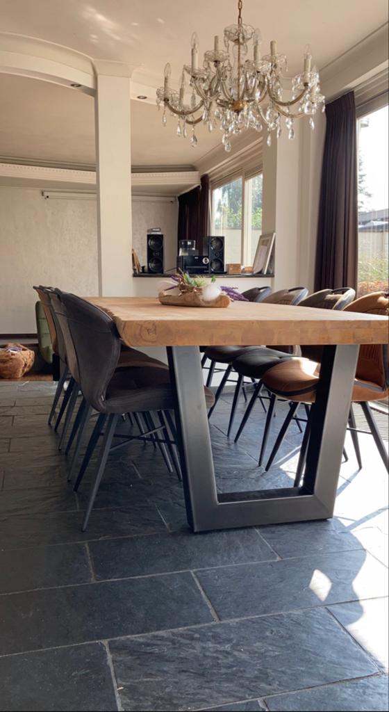 Mooie eetkamer tafel met stoelen, Ophalen of Verzenden, Rechthoekig, 50 tot 100 cm