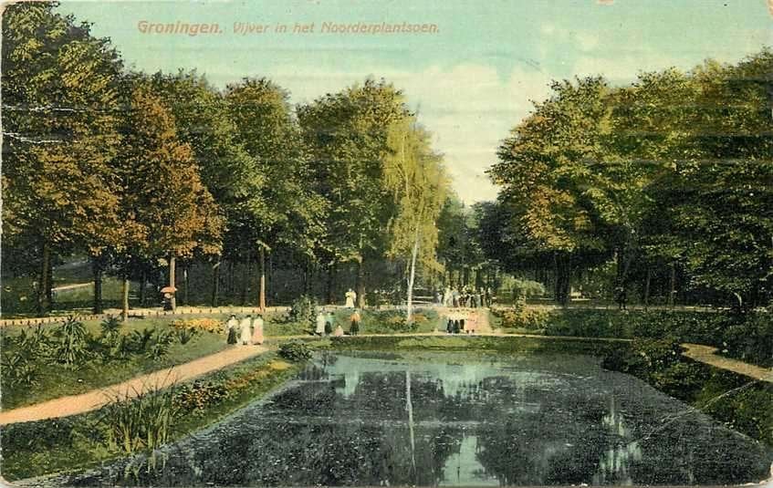 300-043-031 Groningen Vijver in het Noorderplantsoen, Verzenden, Voor 1920, Groningen