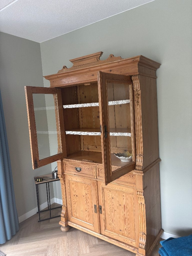 Massief grenenhout kast, Ophalen, Gebruikt, 100 tot 150 cm, 200 cm of meer