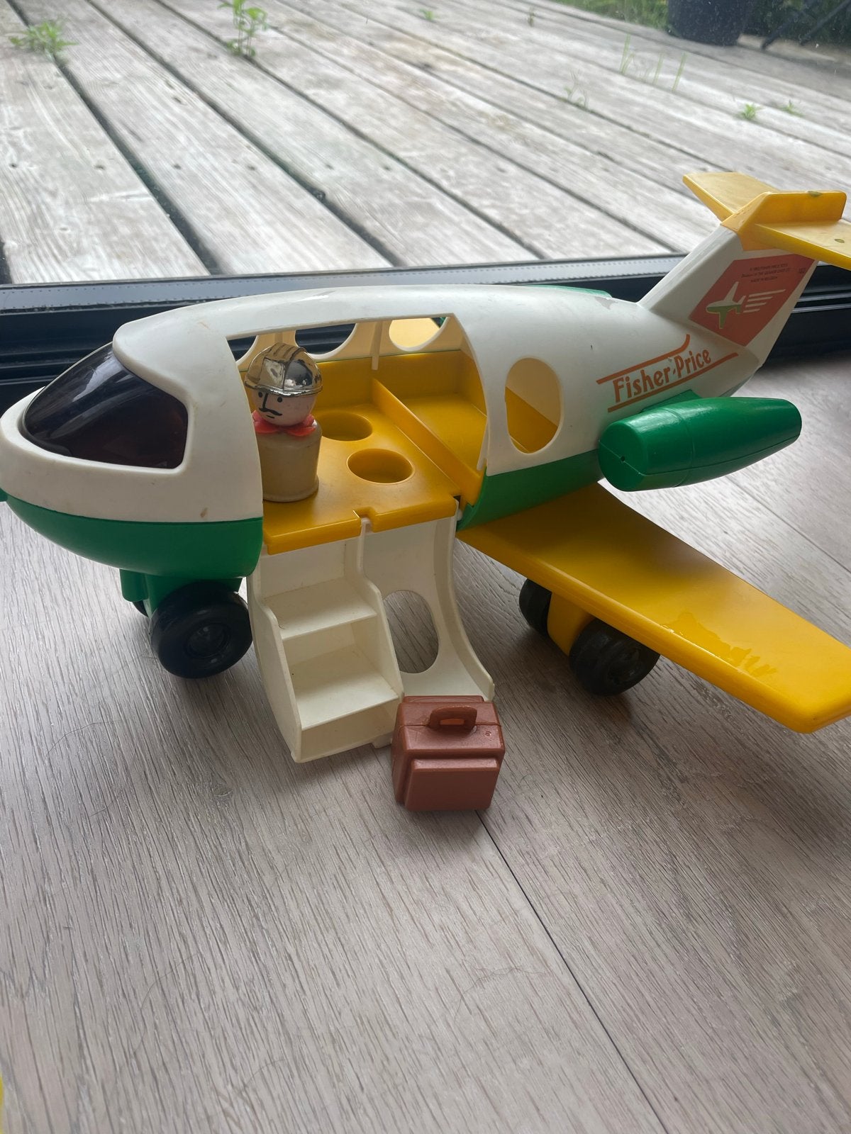Vintage Fisher-Price Vliegtuig met Piloot en Koffer, Ophalen of Verzenden, Gebruikt