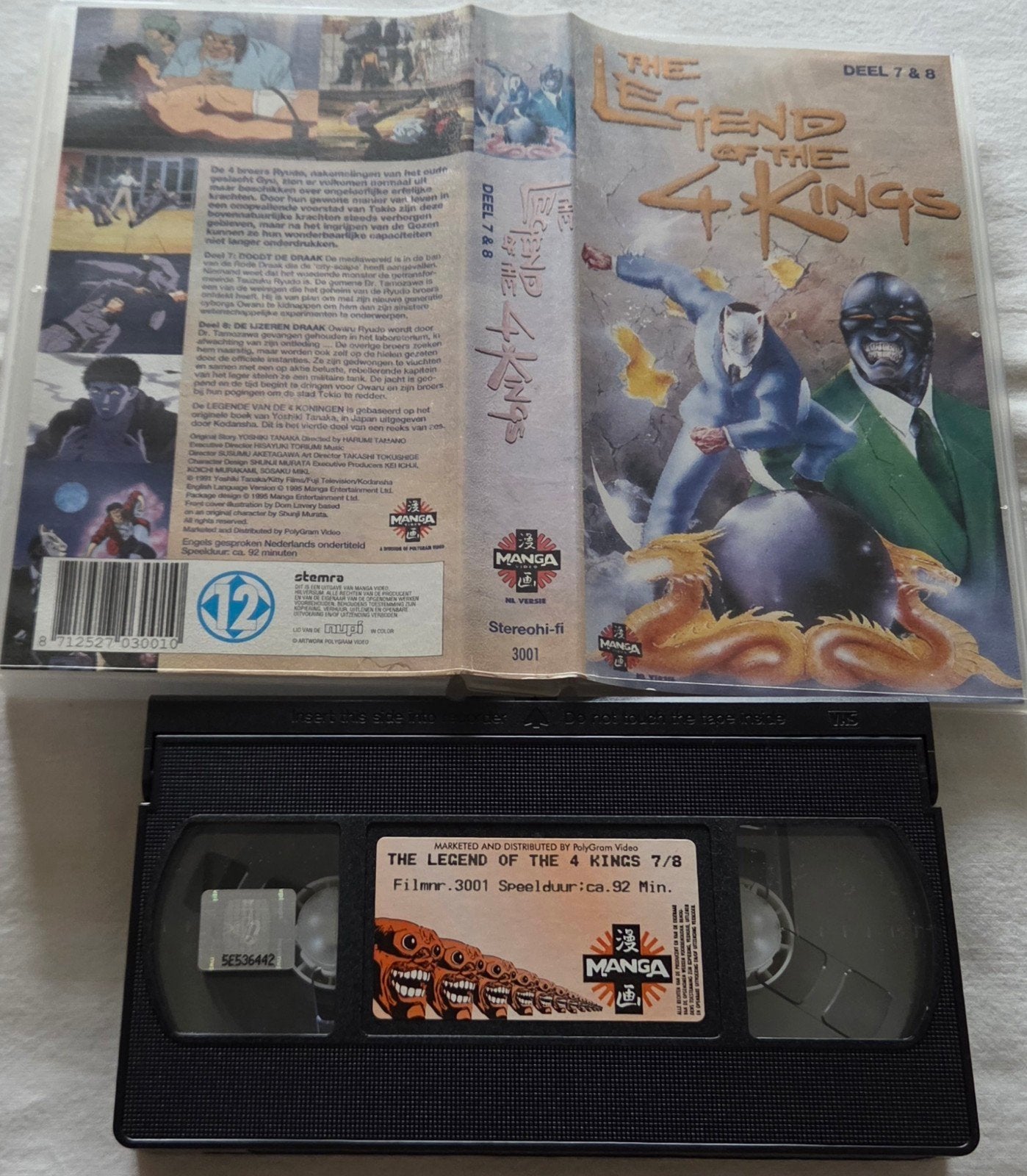 Manga The Legend Of The 4 Kings Deel 7 & 8 VHS Cartoon/Anime, Alle leeftijden, Ophalen of Verzenden, Gebruikt, Actie en Avontuur
