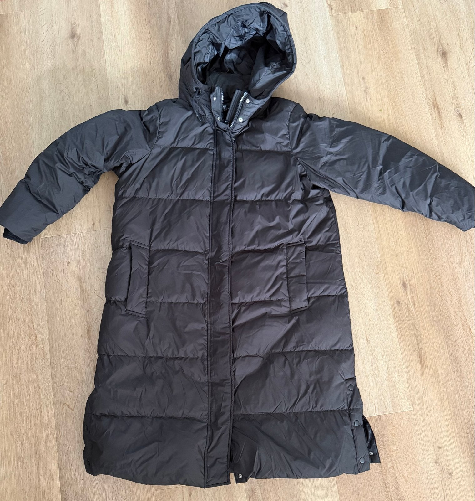 Vero Moda lange gewatteerde jas met capuchon XXL, Ophalen of Verzenden, Zo goed als nieuw, Maat 46/48 (XL) of groter, Zwart