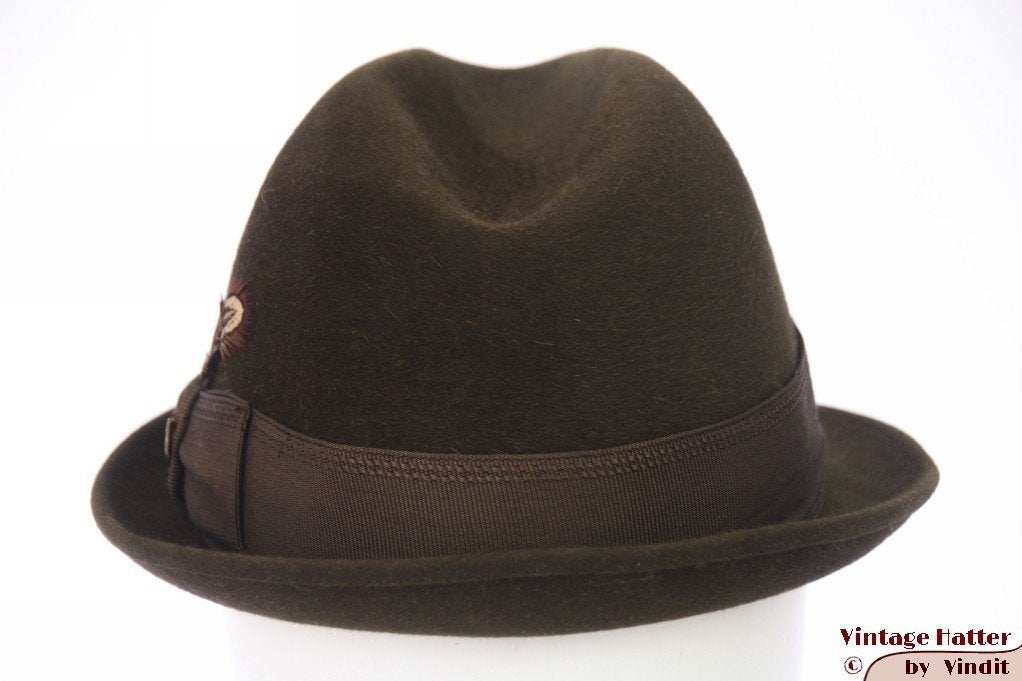 Vintage Gleufhoed Jacht trilby Anton Fischer donker groen 56, Kleding | Heren, Hoed, Ophalen of Verzenden, Gedragen, Anton Fischer