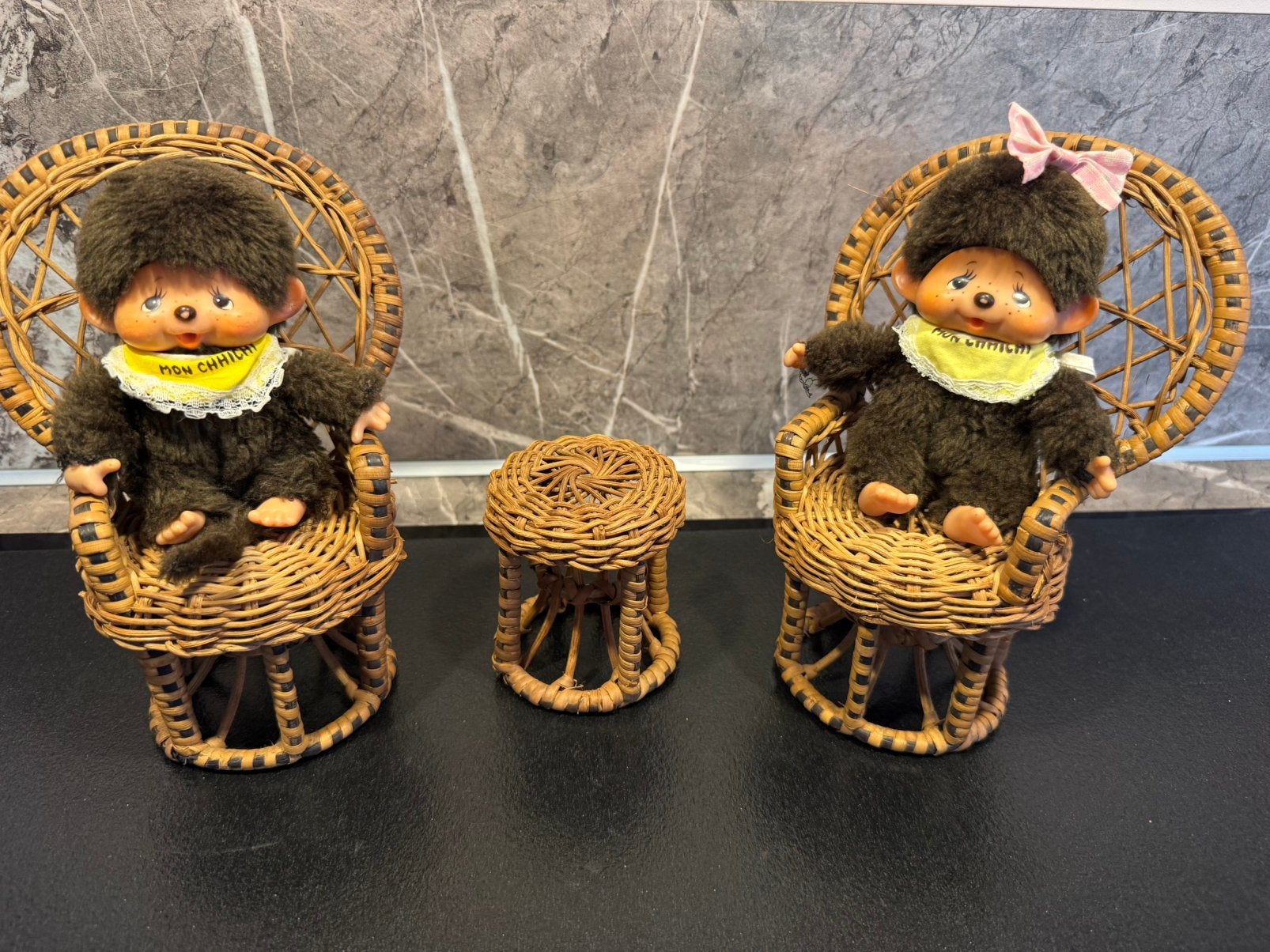 Sekiguchi Monchhichi Set – Jongen & Meisje met  Meubels, Verzamelen, Ophalen of Verzenden, Zo goed als nieuw