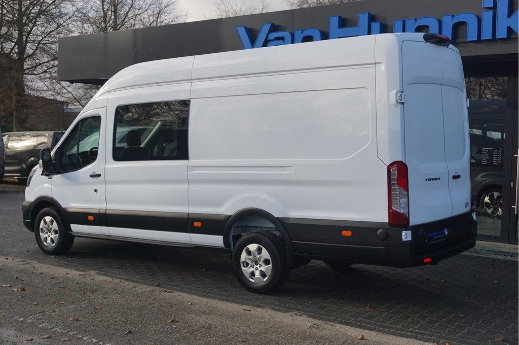Ford Transit 350L 130PK L4H3 Dubbel Cabine BPM VRIJ! Navi,, Gebruikt, 4 cilinders, 2800 kg, Wit