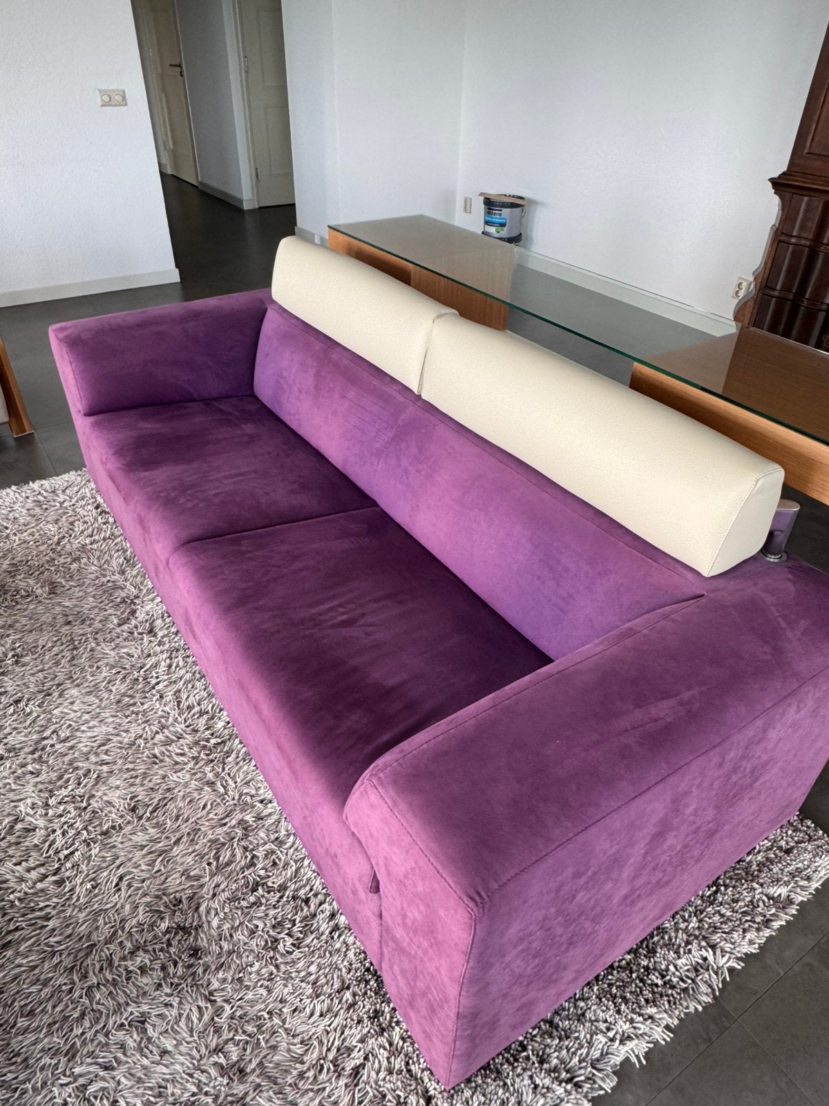 Paarse Leolux Howlazy bank, Ophalen, Driepersoons, 75 tot 100 cm, Zo goed als nieuw