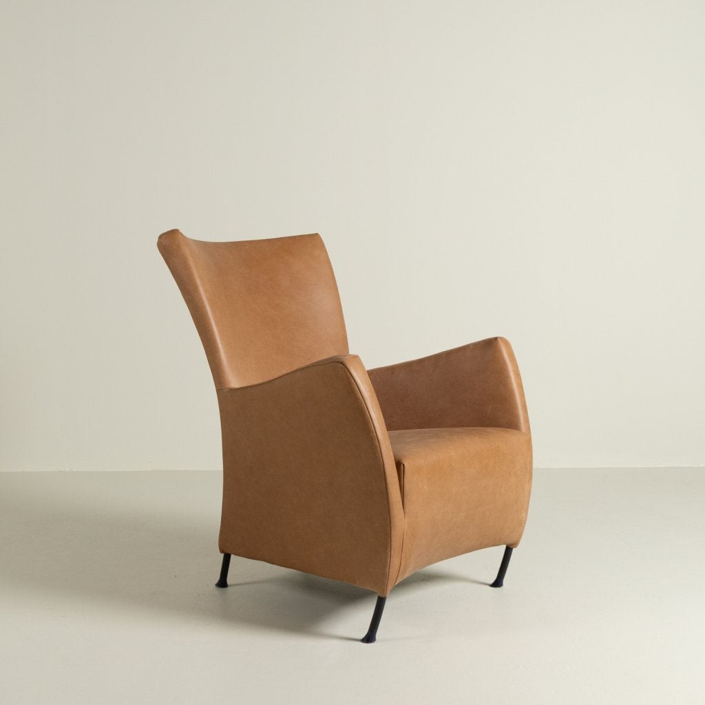 Montis Windy Fauteuil Cognac Buffalo Leer - Zwart, Niet ingevuld, Zo goed als nieuw, Niet ingevuld, Niet ingevuld