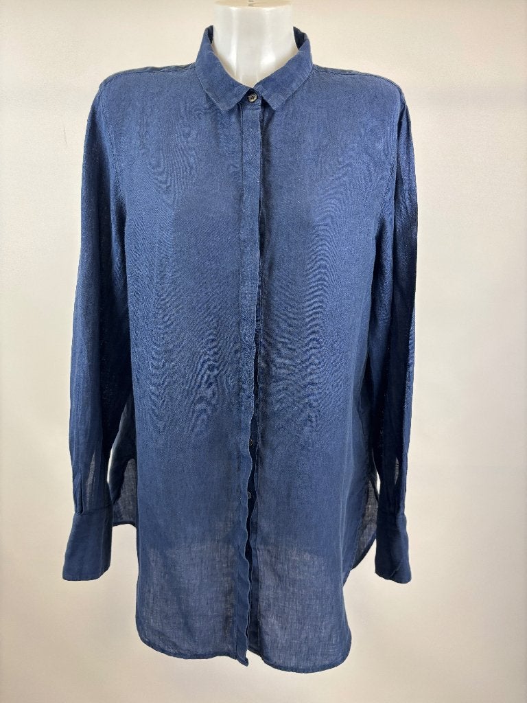 PAUW blauw linen blouse  Maat 4 - 40/42, Blauw, Maat 42/44 (L), Pauw, Ophalen of Verzenden