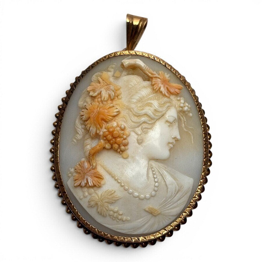 Ovale gouden hanger met camee: Ariadne, Sieraden, Tassen en Uiterlijk, Antieke sieraden, Ophalen of Verzenden, Goud, Overige typen