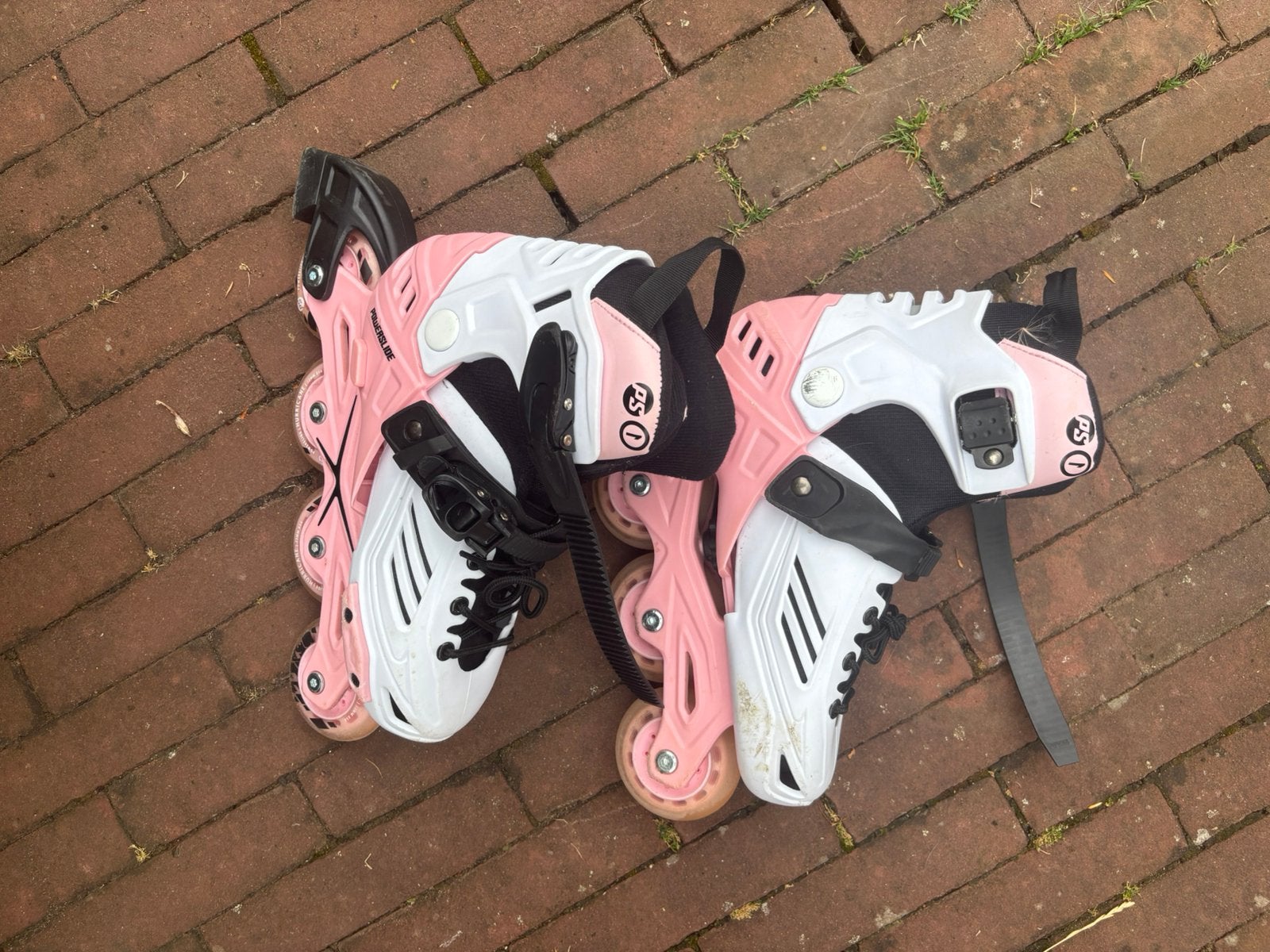 Powerslide kinderskates maat 35-38 roze + beschermers, Ophalen, Gebruikt, Powerslide