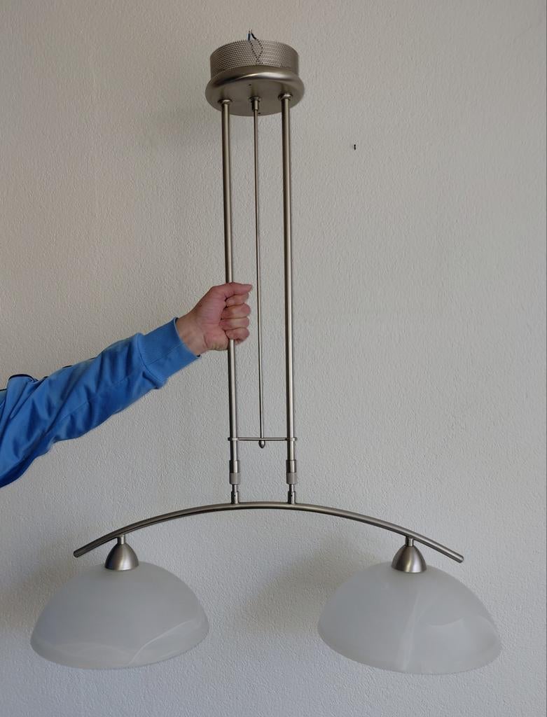 Verstelbare lamp kleur mat chroom, Huis en Inrichting, Lampen | Hanglampen, Ophalen, Zo goed als nieuw, Glas