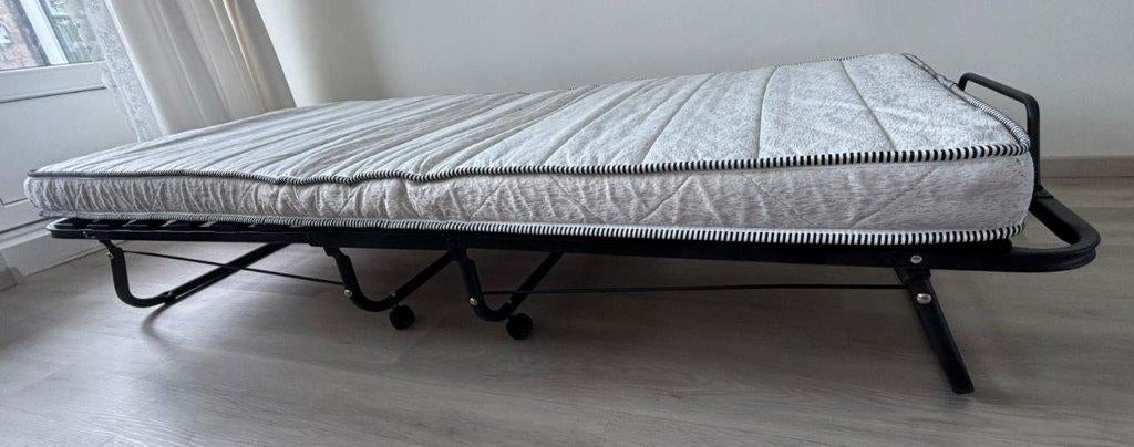 Foldable bed 90*200, Ophalen, 90 cm, Eenpersoons, Zwart