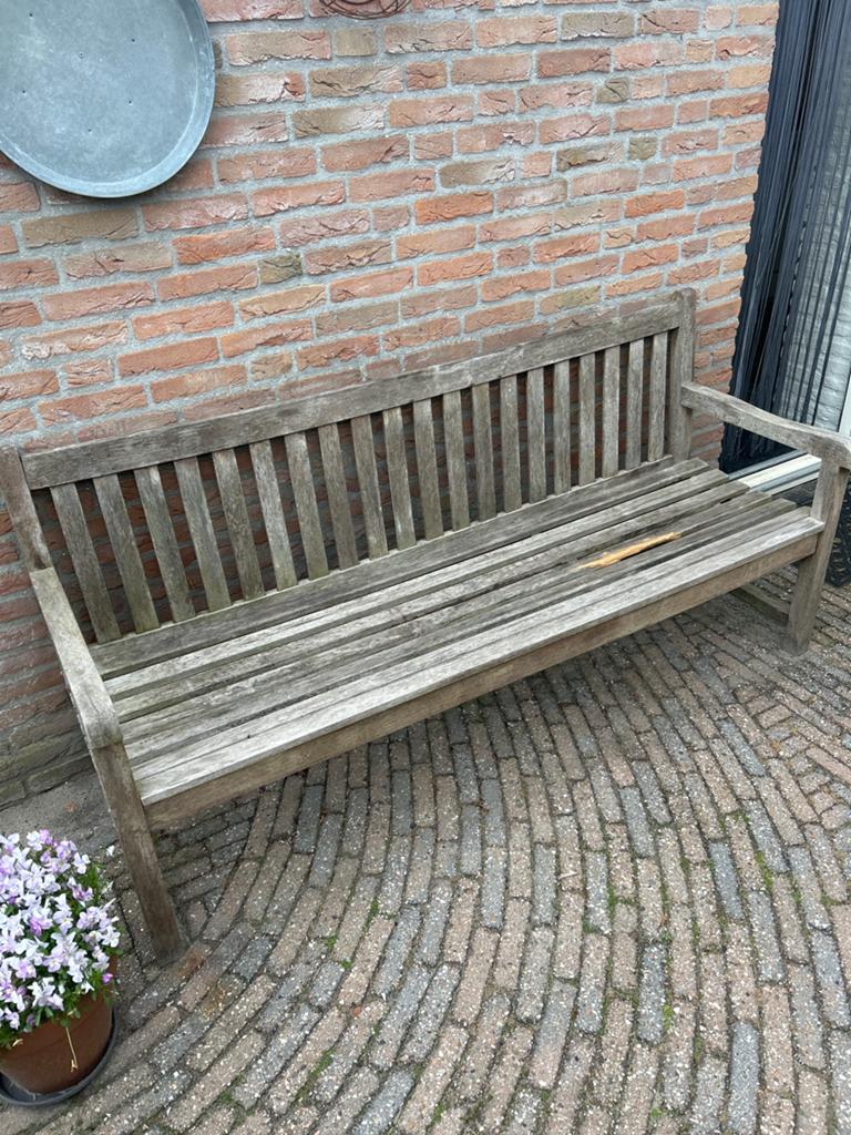 Robuuste Teakhouten Tuinbank - 180 cm, Ophalen, Gebruikt, Teakhout