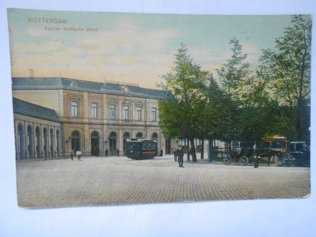 Rotterdam Station Delftsche Poort unieke oude kaart uit 1907, Ophalen of Verzenden, Voor 1920, Gelopen, Zuid-Holland