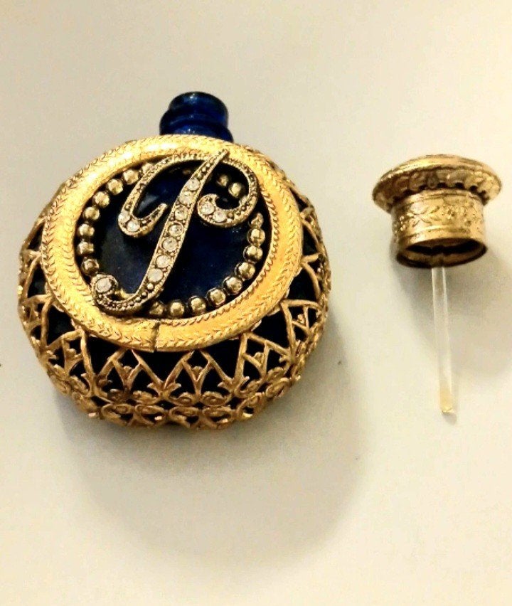 Vintage Parfumflesje met Initial 'P' en Gouden Details, Antiek en Kunst, Ophalen of Verzenden