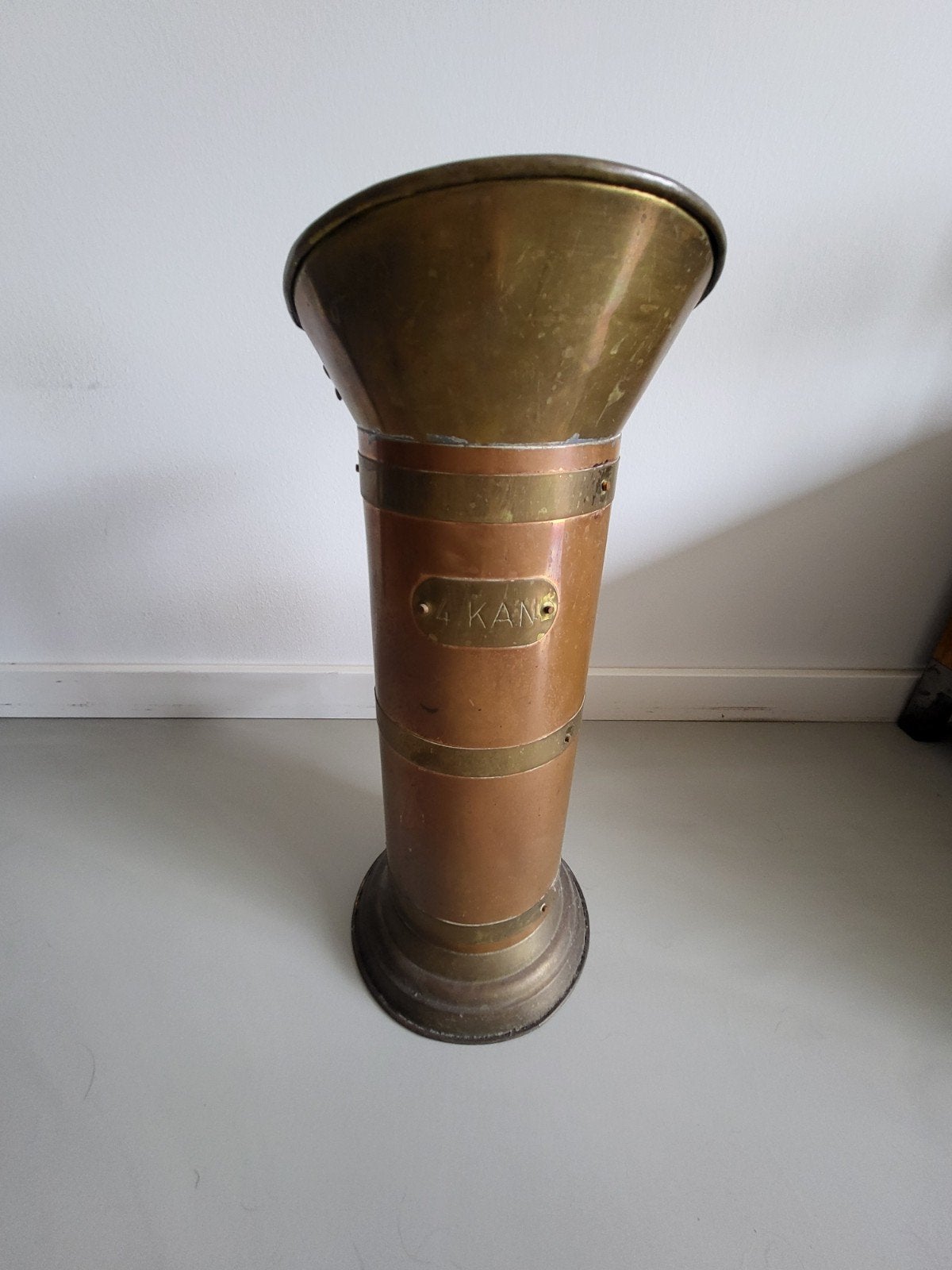 Antieke koperen melkmaat / paraplustandaard – 4 Kan (4 Liter, Ophalen of Verzenden