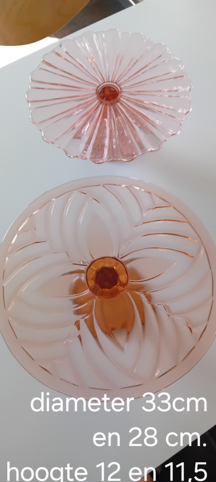 2 Vintage glazen taartschotels, Antiek en Kunst, Ophalen of Verzenden