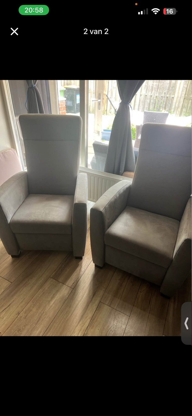Meubels Comfortabele relaxfauteuils, Huis en Inrichting, Ophalen, Twee, Zo goed als nieuw, Stof