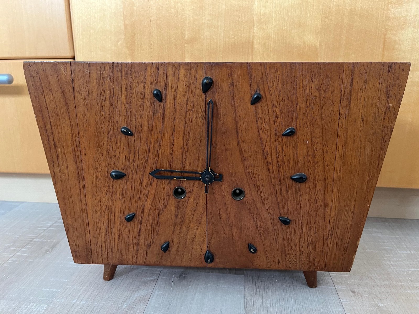 Vintage Teakhouten Tafelklok - Mid-Century Design, Ophalen