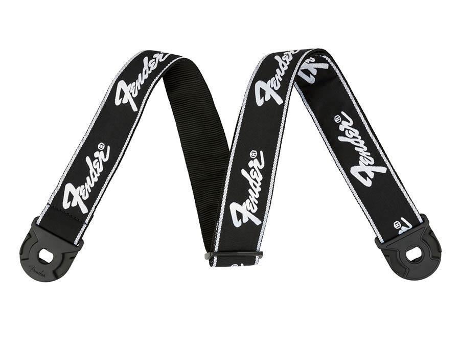 Fender 990629008 2 gitaarband zwart met witte lopende logo, ., Nieuw, Ophalen of Verzenden, .