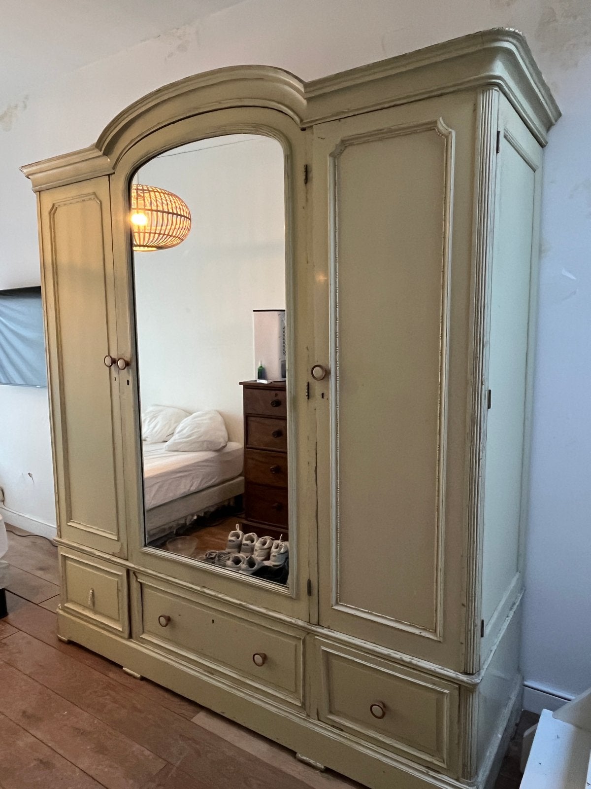 Grote Vintage Klassieke Kast met Spiegel - 200x67x230cm, Ophalen of Verzenden