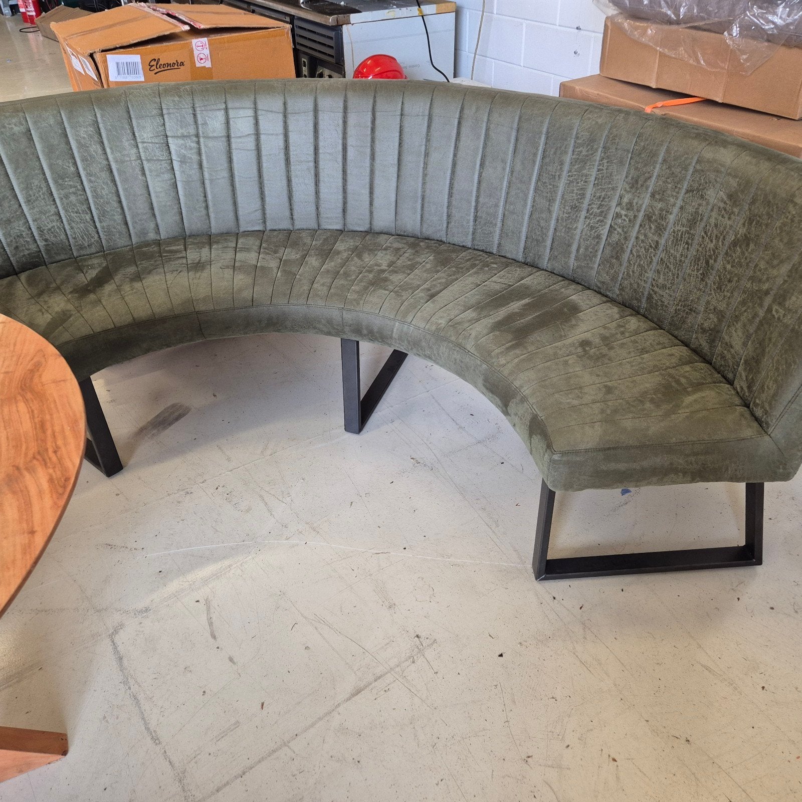 Half ronde eetkamer bank soof groen, Eenpersoons, Ophalen of Verzenden, Zo goed als nieuw, Minder dan 150 cm