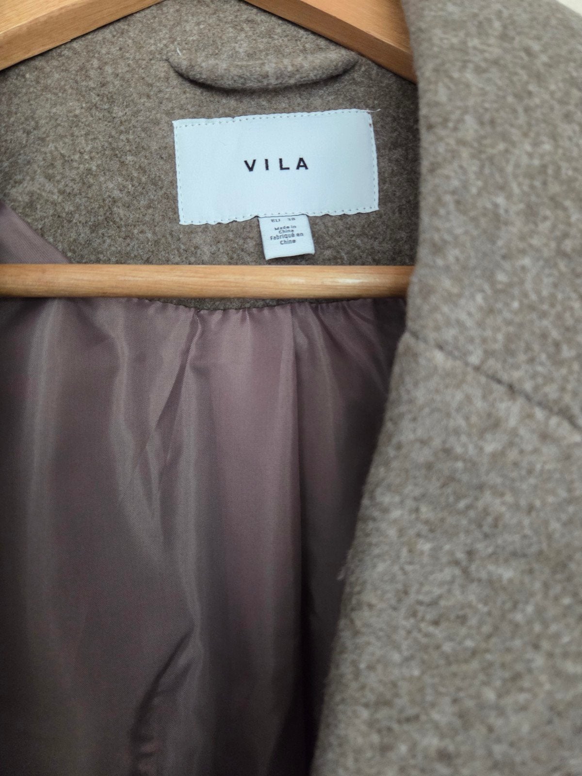 VILA wollen jas, maat M, zo goed als nieuw, VILA, Bruin, Zo goed als nieuw, Ophalen