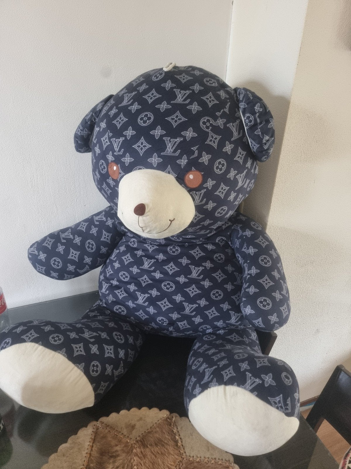 Grote Louis Vuitton-stijl teddybeer, Beer, Blauw, Ophalen of Verzenden, Zo goed als nieuw