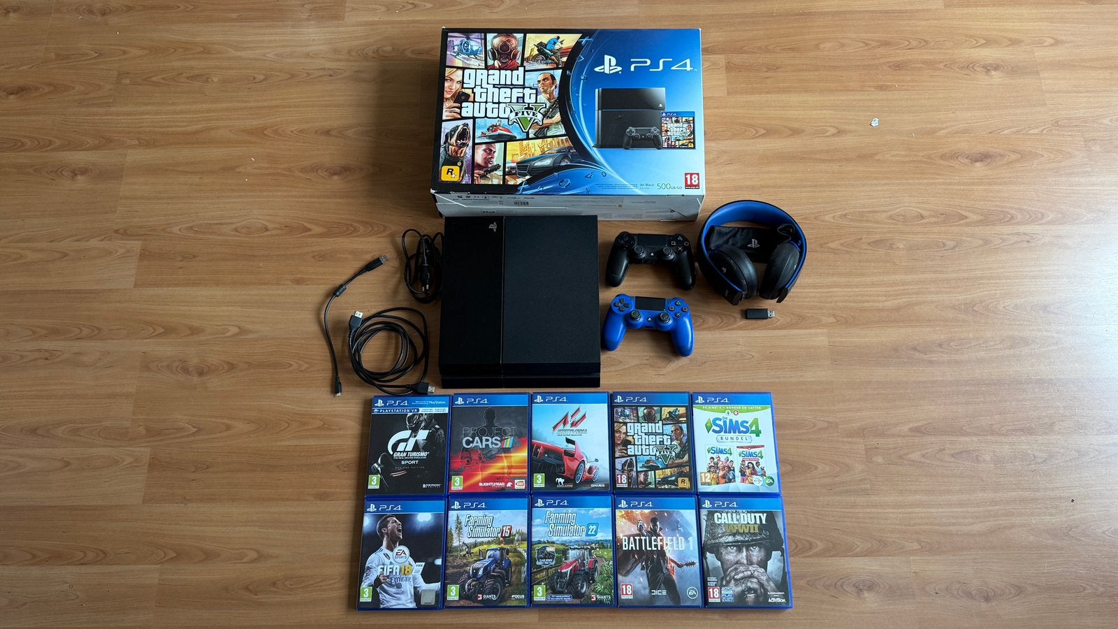 PlayStation 4 PS4 500GB 2 Controllers 10 Games Headset, Met 2 controllers, Ophalen of Verzenden, Original, 500 GB