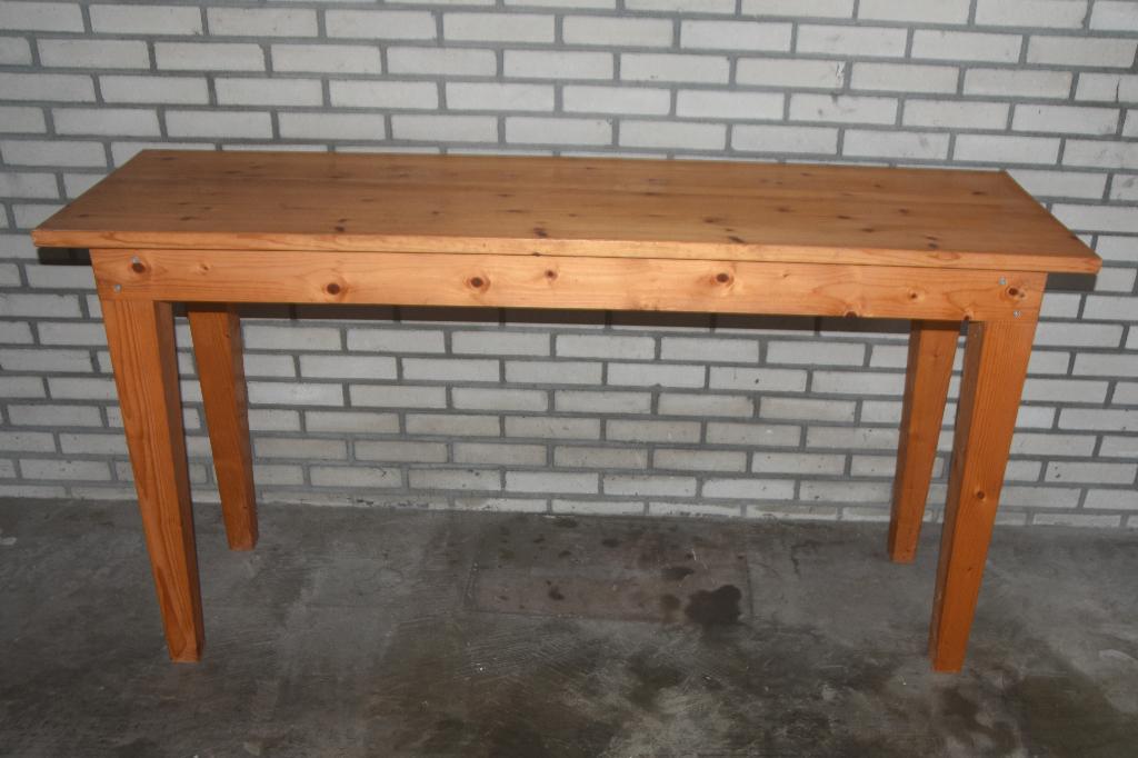 Grenen brutalistische sidetable wandtafel 165 cm lang tafel, Ophalen, Gebruikt, 150 tot 200 cm, Rechthoekig