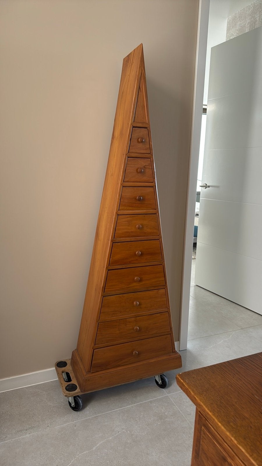 Unieke piramide ladekast van hout, Ophalen, Minder dan 50 cm, Gebruikt, 5 laden of meer