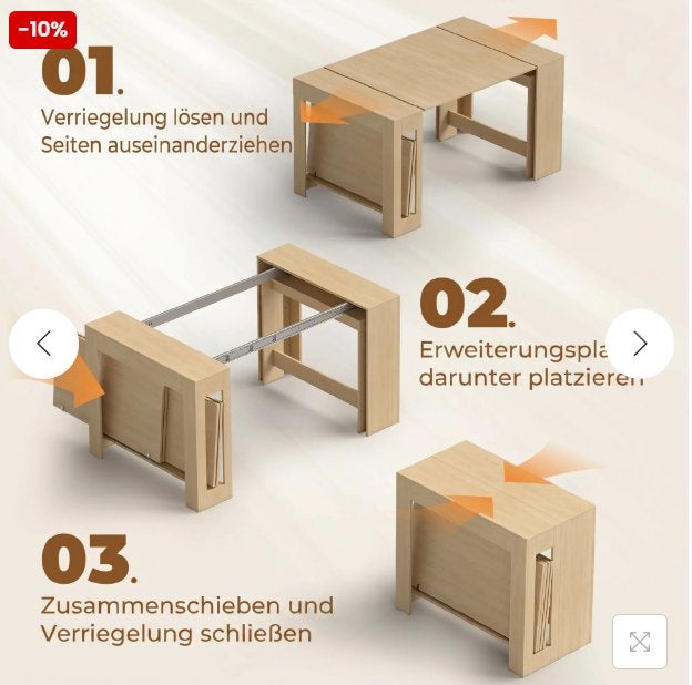 uitschuifbare sidetable uitschuifbaar tot eettafel 10p, Huis en Inrichting, Tafels | Eettafels, Ophalen, 200 cm of meer, 50 tot 100 cm