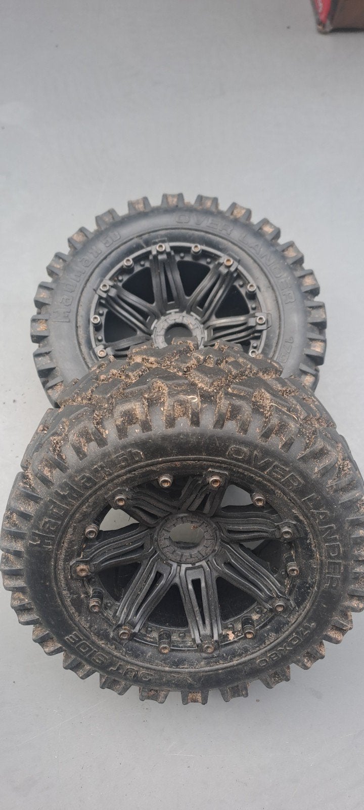 7 x setjes van 2 banden met velg voor de hpi baja of losi, Ophalen of Verzenden, Nieuw, Auto
