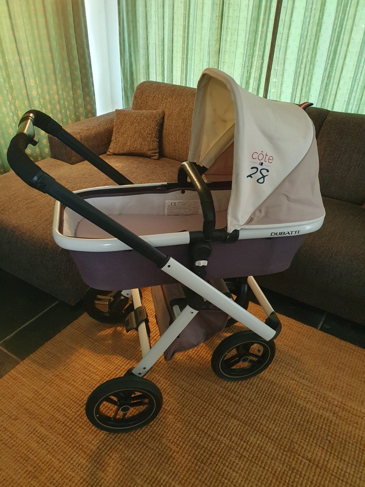 Robuuste wit,grijs,creme Dubatti One kinderwagen, Gebruikt, Verstelbare duwstang, Combiwagen, Ophalen