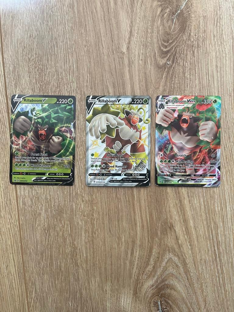 Pokémon Rillaboom set kaarten, Hobby en Vrije tijd, Verzamelkaartspellen | Pokémon, Ophalen of Verzenden, Zo goed als nieuw, Meerdere kaarten