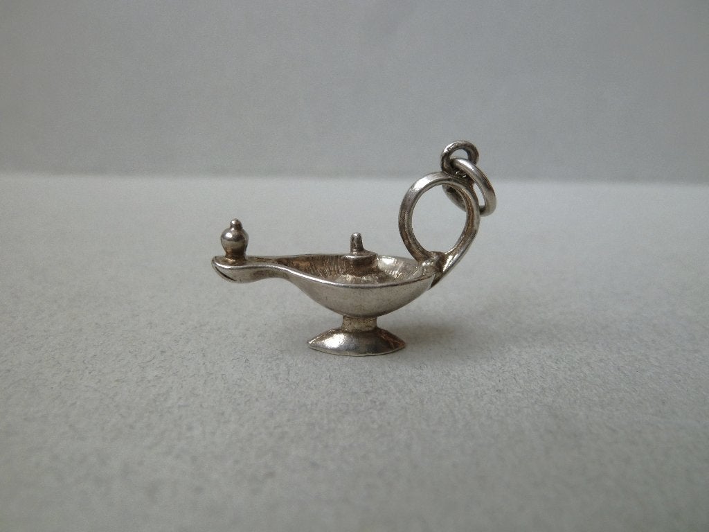 Oude bedel zilver Wonderlamp Olielamp Aladdin, Verzenden, Zilver, Hanger