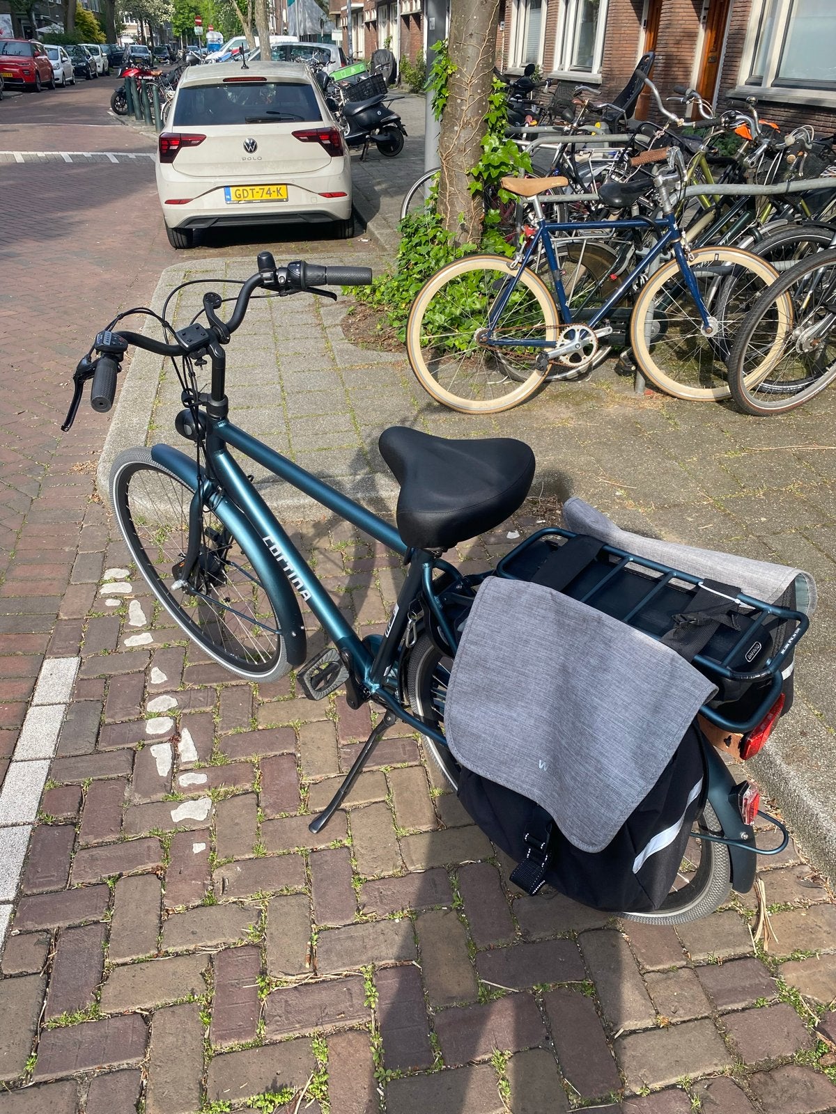 Elektrische Cortina E-U1 Herenfiets, Fietsen en Brommers, Elektrische fietsen, Gebruikt, Cortina, 51 tot 55 cm, 30 tot 50 km per accu