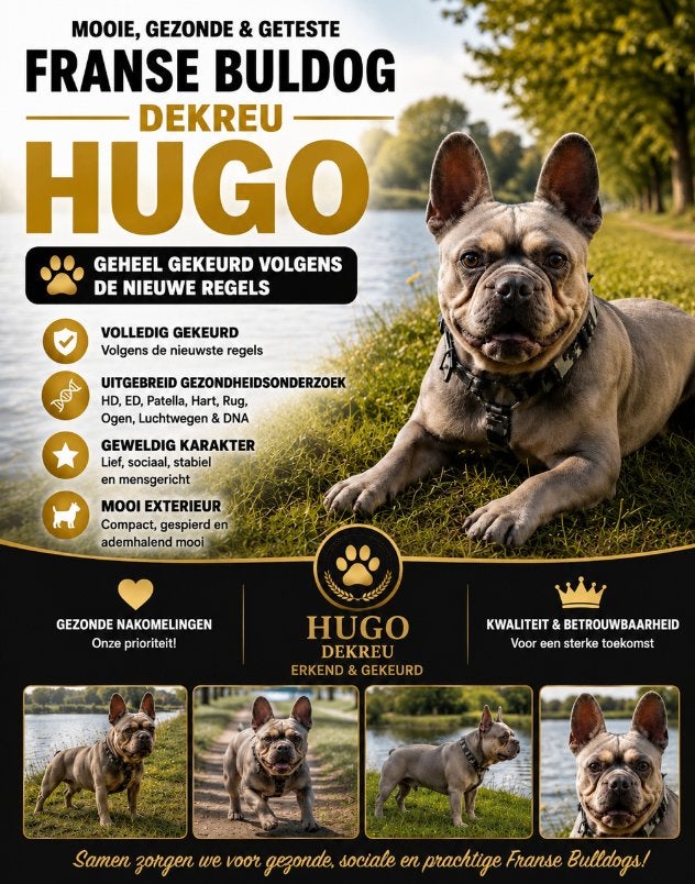 FRANSE BULLDOG DEKREU HUGO ISABELLA & TAN  MET STAMBOOM, Fokker | Hobbymatig, Reu, 1 tot 2 jaar, Buitenland