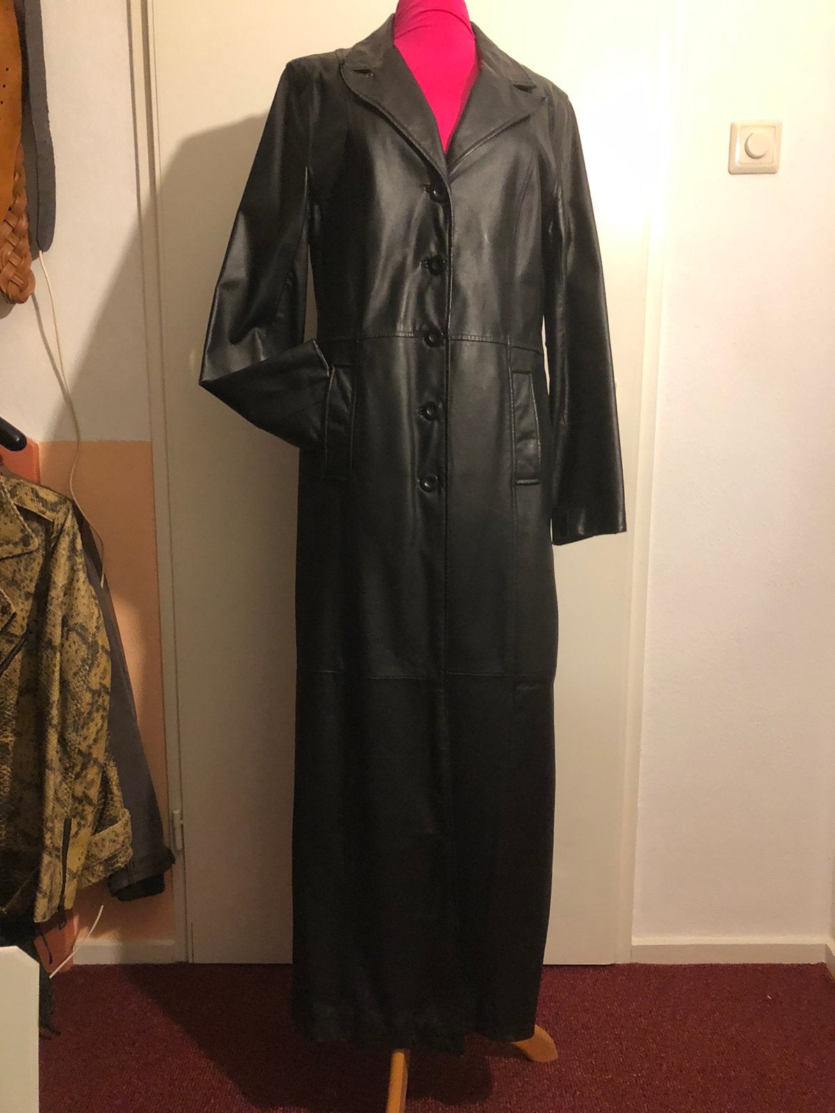 Lange leren jas, Maat 38/40 (M), Zwart, Ophalen of Verzenden, Clockhouse