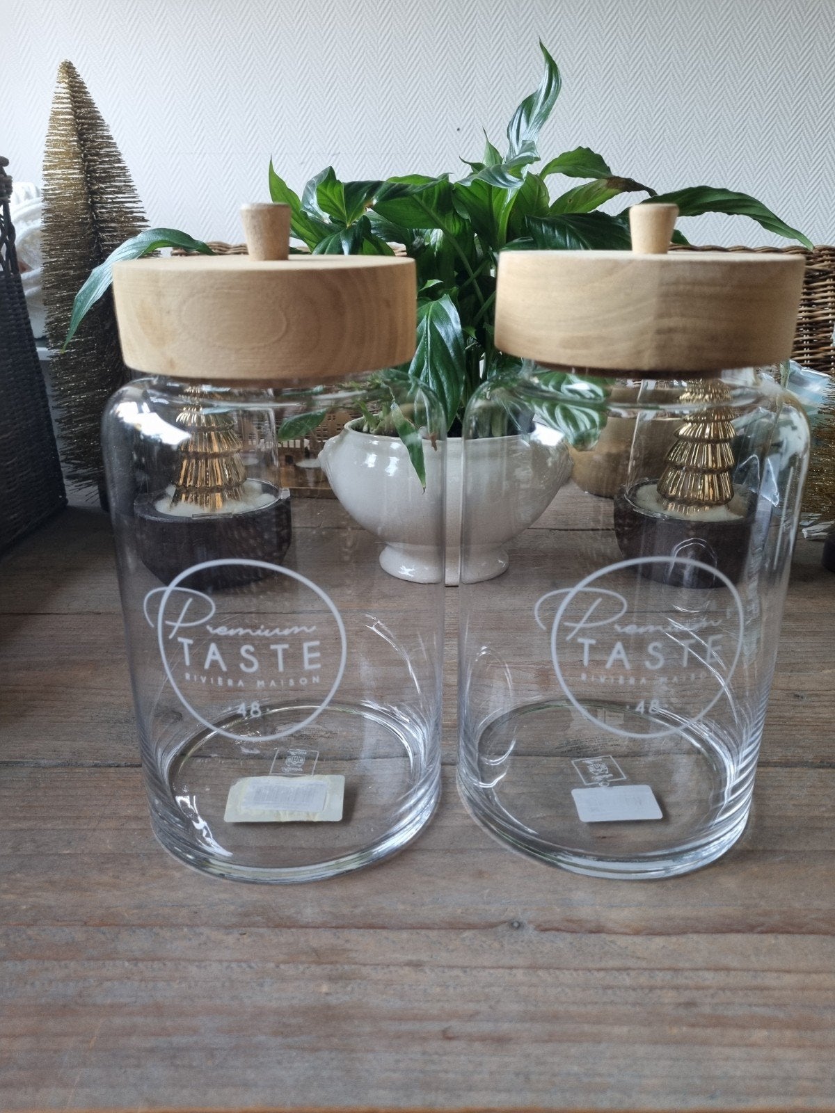 2 x Riviera maison storage jar premium taste mt L, Overige typen, Ophalen of Verzenden, Overige stijlen, Glas