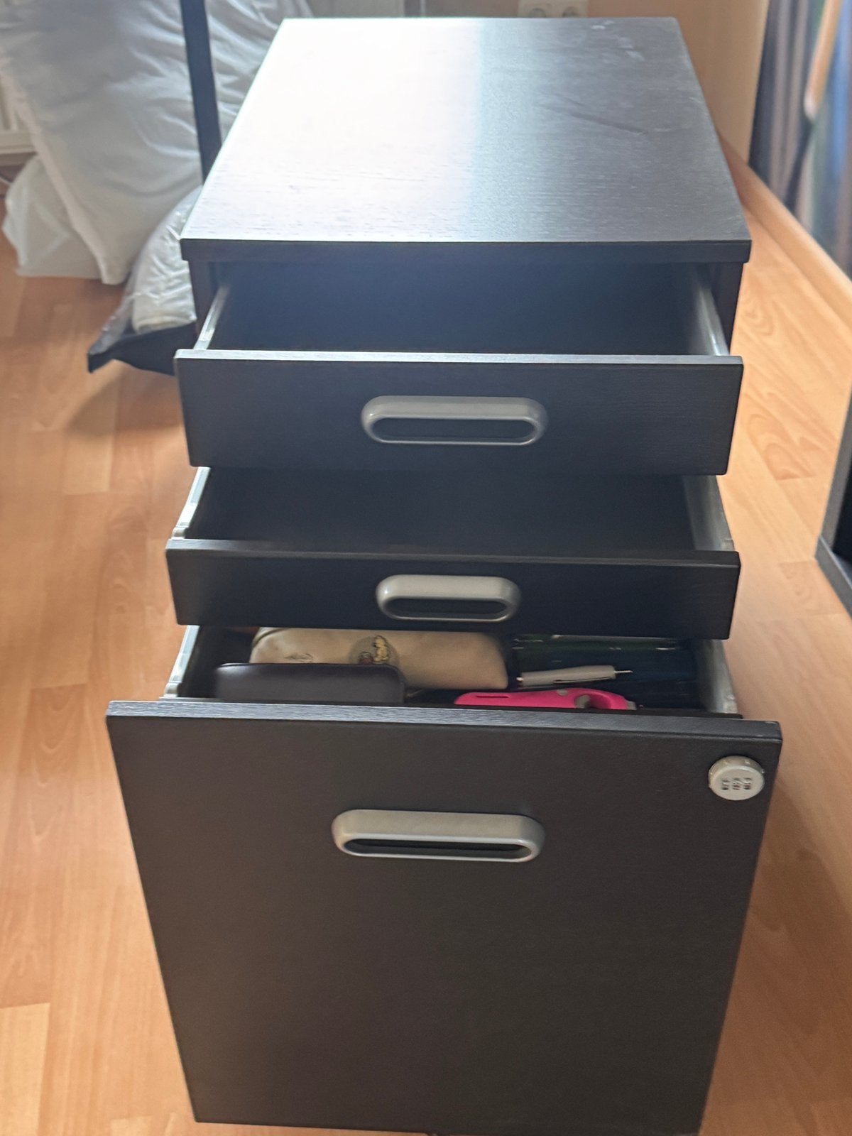 Bureaukastje zwart met hangmappen en 3 lades, Huis en Inrichting, Ophalen, Minder dan 50 cm, Zo goed als nieuw, Minder dan 100 cm
