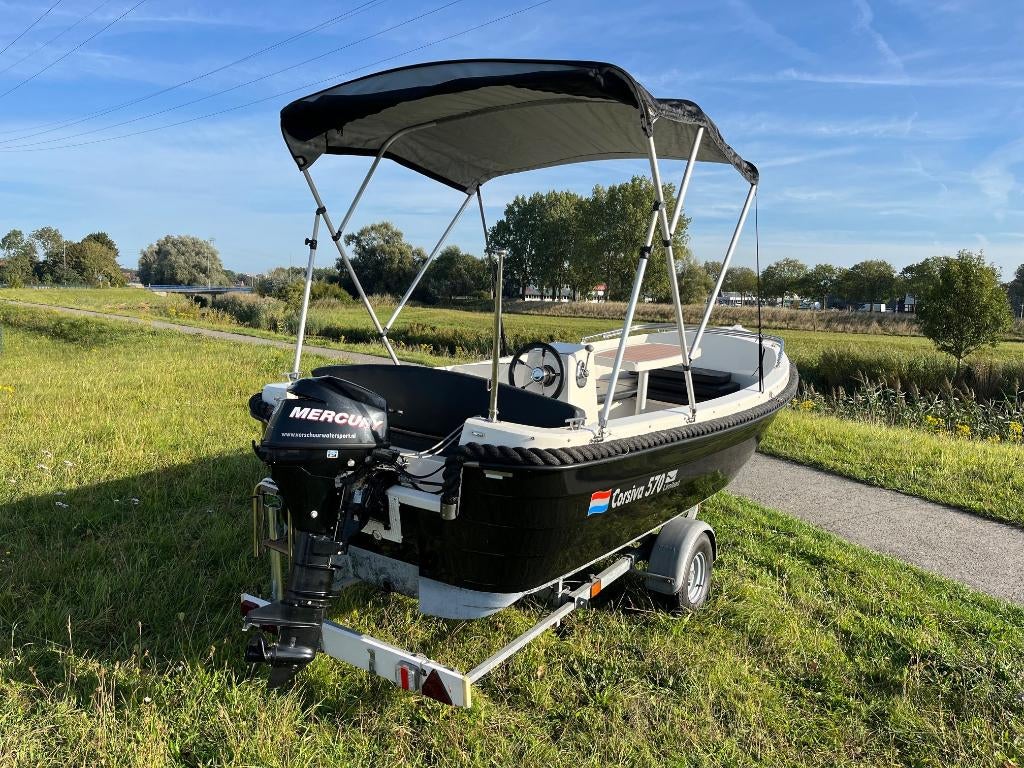 Corsiva 475 Limited 9.9pk Trailer | Buiskap | Biminitop, Ophalen, Zo goed als nieuw, Buitenboordmotor, Polyester