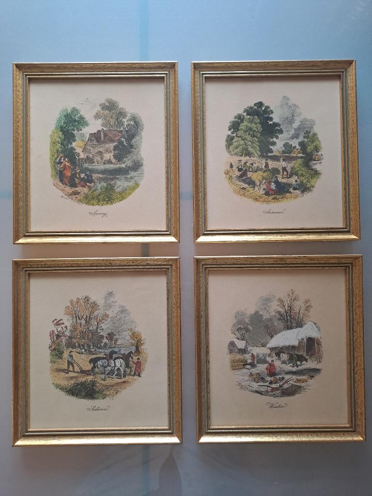 Set schilderijtjes 'De vier jaargetijden', Antiek en Kunst, Ophalen of Verzenden